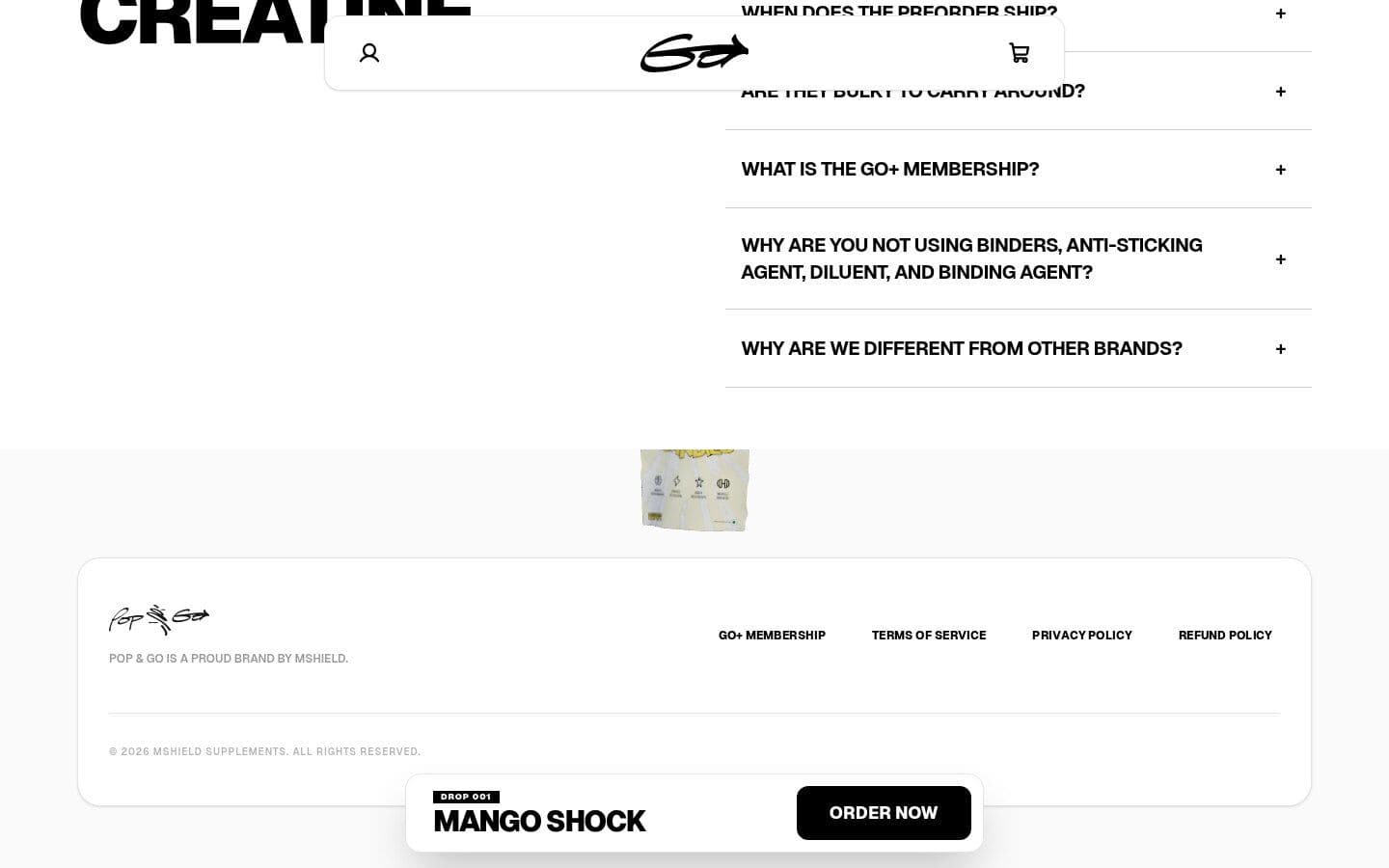 FAQ and footer