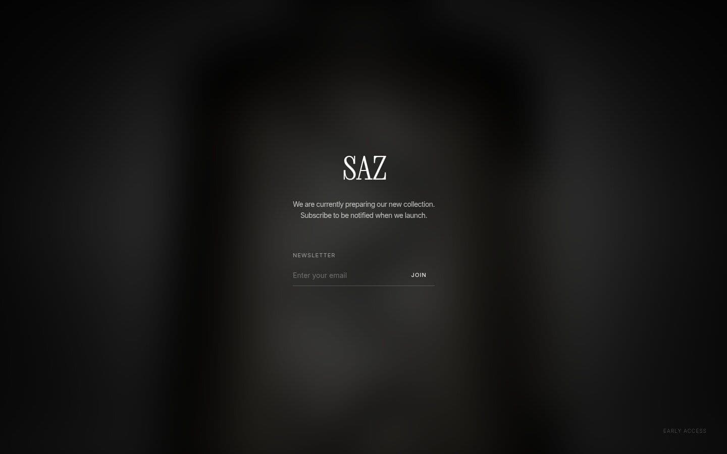 Maison Saz pre-launch page with newsletter sign-up